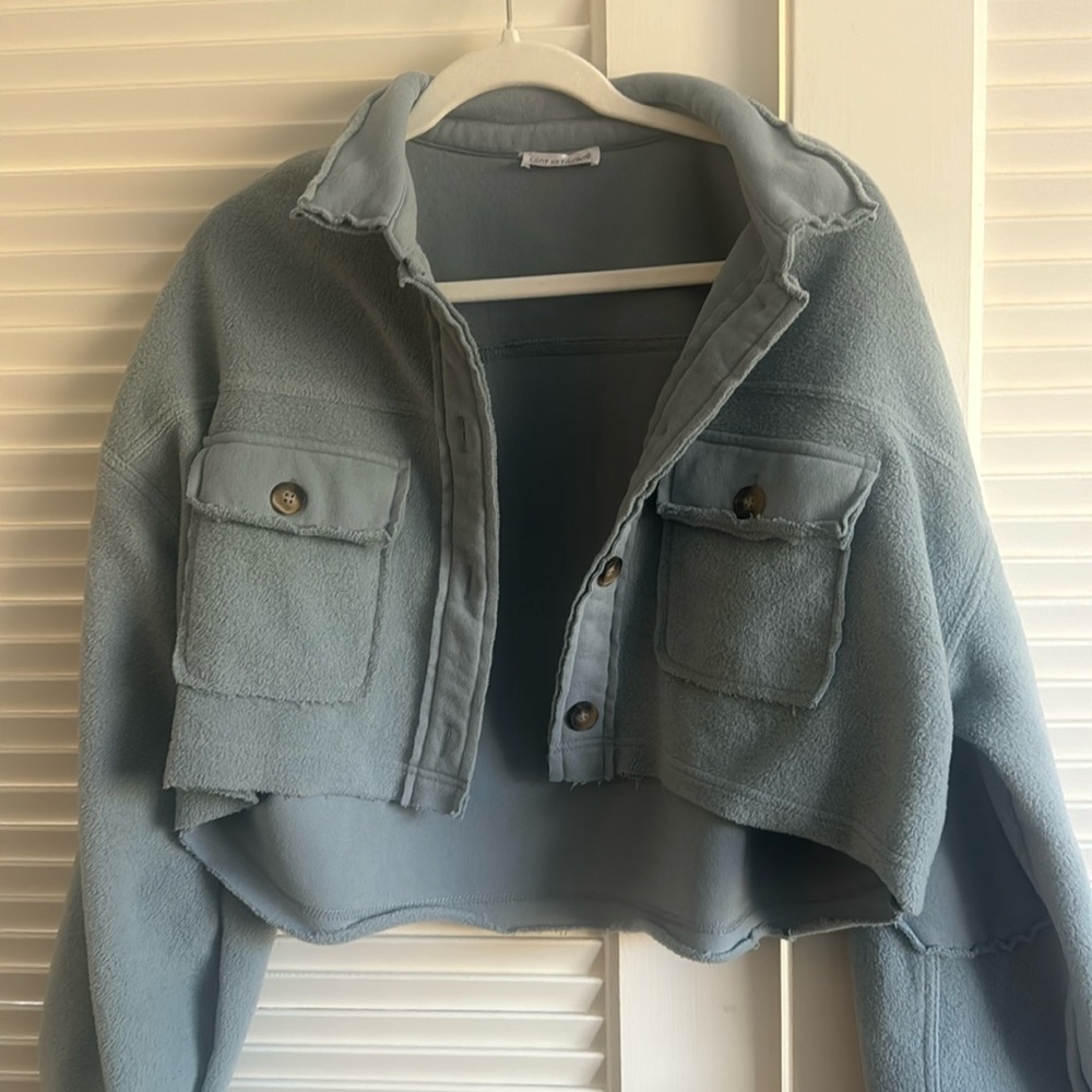 Cropped button up jacket -Shop Neighbor brand Elbow Patchwork NWOT/EUC
